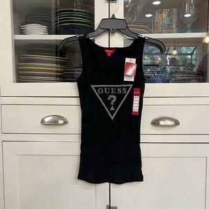 NWT Guess Y2K Women’s Rhinestoned 100% Cotton Tank Top Size XSmall (Blac…